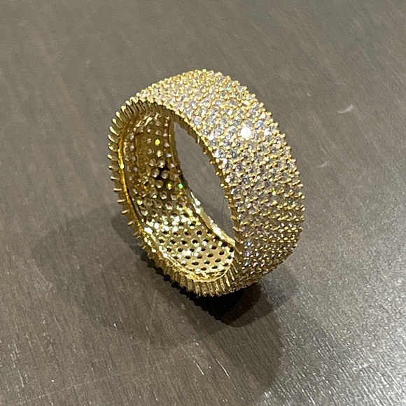 925 Sterling Silver Eternity Ring 7 Row Cubic Zirconia Micro-Pave - Picture 3 of 8